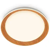 Briloner Ijus LED Plafonnier,Reproduction bois translucide, Bord lumineux élégant, Backlight, Lumière blanche chaude, Bois, Ø43 x 8 cm