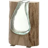 Leonardo Casolare Vase carré Verre, Bois Transparent, Bois