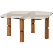 Skye Decor , Kei - Walnut, Bronze, table basse, noyer, 100 % verre trempé, 80 x 80 x 40 cm