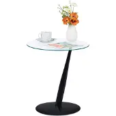 Relaxdays - Table D'appoint, Table De Canapé Moderne Et Ronde, H X D : 49 X 45 Cm, En Verre Et En Acier, De Sélon, Noir