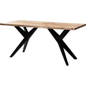 Wohnling Table de salle à manger 160x80x76 cm acacia massif métal Table de salle à manger style loft table de cuisine avec pieds en métal table en bois industrielle Grande table de salle à manger