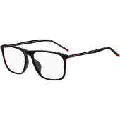 HUGO Monture optique en acétate noir avec branches tubulaires