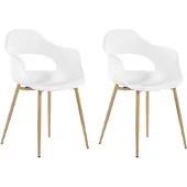 Beliani Sada de 2 chaises de salle à manger, blanches, en matériau synthétique, avec des pieds élégants, pour une salle à manger décorative