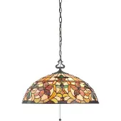 QUOIZEL Lampe à suspendre, plafonnier, verre Tiffany métal, D 50,8 cm