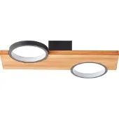 Brilliant Lampe Cheesy LED Plafonnier 40x25cm noir mat/bois brun 14 W LED intégrées