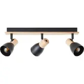 Brilliant Rampe de spots noirs DAINTREE | Longueur 48 cm | E14, max. 28 W | Têtes orientables | Métal/Bois