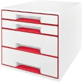 Leitz Wow Desk Cube 4 Drawers 2 Large And 2 Small Buc Drawers Blanc Enfants