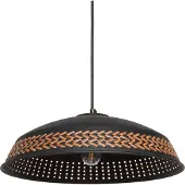 Beliani Lampe suspendue métal noir fer détails de l'abat-jour faux cuir style moderne contemporain intérieur