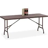 Relaxdays Table de jardin pliable , dimensions : 72 x 180 x 74 cm, plastique, acier, résistante aux intempéries, 8 personnes, table de camping, marron