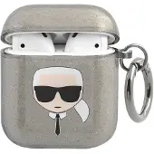 Karl Lagerfeld Étui AirPods 1 noir à paillettes , motif tête de Karl