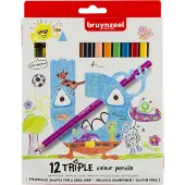 Bruynzeel Crayons de couleur Triple Set de 12, multicolores (12x)