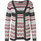 KOROSHI Cardigan bleu clair / gris clair / canneberge / noir
