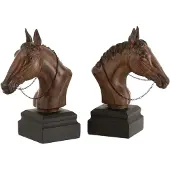 J-Line Set de 2 serre-livre cheval resine marron