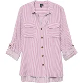 Vero Moda Chemisier 'VMBumpy' rose clair / blanc
