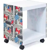 Interlink Publishing Table d'appoint Flagcube avec roulettes