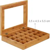 Relaxdays Boîte à thé, 24 compartiments, Machine à café : accessoires, Marron