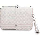 DKNY PU Leather Checkered Pattern and Stripe Laptop Sleeve 13/14" Rose (14"), Sac pour notebook, Pink