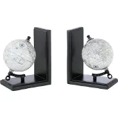 J-Line Serre-livre globe bois gris/noir