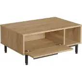 Skye Decor , table basse haut de gamme, noyer, 90 x 37,6 x 60 cm | Panneau de particules 100 % mélaminé, épaisseur 18 mm | Pieds en métal, style moderne et industriel, élégante et fonctionnelle.