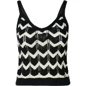 KOROSHI Tops en tricot noir / blanc cassé