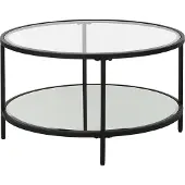 Beliani Table basse avec miroir étagère verre Noir Birney Lumarko !