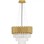 Nova Luce Suspension Magnolia or avec cristal Ø 39cm