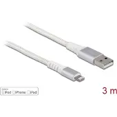 DeLOCK Câble USB de données et d'alimentation pour iPhone, iPad, iPod DuPont Polyamide blanc 3 m