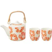 J-Line Set 3 theieres set fleur coffret ceramique orange