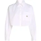 Calvin Klein Jeans Chemise WOVEN LABEL CROPPED SHIRT femmes - Blanc - EU XL