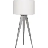 Näve lampe tabouret 3 pieds - matériaux : métal, textile - pied : chrome ; abat-jour blanc ; 3134423