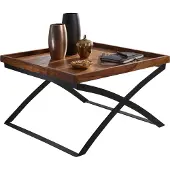 Wohnling Table basse KUNDAI 63x39x63 cm bois massif de sheesham / métal