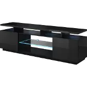 CARUNO Cama MEBLE Armoire RTV EVA 180x40x56 noir brillant