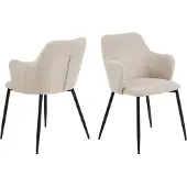 Molecule Ilsa chaise de salle à manger avec accoudoirs beige.