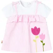 Boboli Poplin Striped Sleeveless Dress Rose 6 Months Fille
