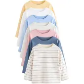 Next T-Shirt bleu ciel / jaune / rose ancienne / blanc