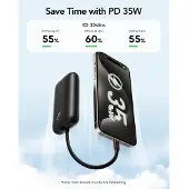 Veger powerbank 10000 mAh avec câbles intégrés Type C / Lightning PD QC3.0 35W K1 (W1188) noir