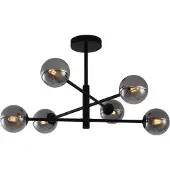 QAZQA Plafonnier moderne noir avec verre fumé 6 lumières - Ryan