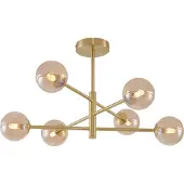 QAZQA Plafonnier moderne en laiton avec verre ambré 6 lumières - Ryan