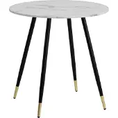 Wohnling Table de salle à manger 75x75x76 cm aspect marbre blanc Table de salle à manger moderne Table de cuisine avec pieds métalliques Petite table de salle à manger ronde