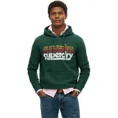 Superdry pour homme. M2014360A Sweat à capuche Stacked vert (S), Casuel, Coton