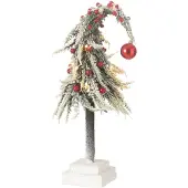 J-Line Sapin de noel bonnet+led artificiel neige vert/rouge small