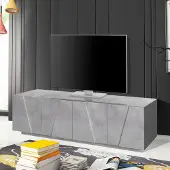 Web Furniture Meuble TV 4 portes, 2 étagères, design moderne Ping Low L Concrete