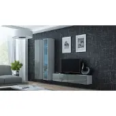 Cama RTV Cabinet VIGO '140' 30/140/40 blanc/gris brillant, Blanc, Panneau de particules, Blanc, Panneau de particules, Stratifié, Mat