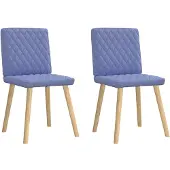 vidaXL Chaise de salle à manger 2 pcs. Tissu bleu jean