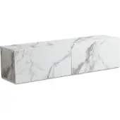 Wohnling Meuble bas suspendu aspect marbre blanc 120x30x30 cm Meuble TV Table TV avec portes battantes Meuble TV moderne Meuble TV mural Commode TV Commode TV
