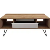 Skye Decor , Mistico - Walnut, White, Table basse, noyer, 100 % ESPAGNE MÉLAMINE, 120 x 60 x 45,6 cm