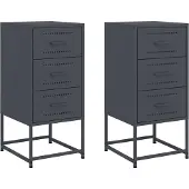 vidaXL Tables de chevet 2 pcs anthracite 36x39x78 cm acier