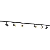 QAZQA Système d'éclairage sur rail moderne avec 6 spots noirs monophasés 200 cm - Iconic Jeana