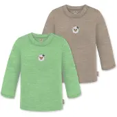 Normani T-Shirt 'Taupo' beige foncé / émeraude / vert clair / blanc
