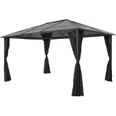 vidaXL Tonnelle avec rideau Aluminium 4x3x2,6 m Noir